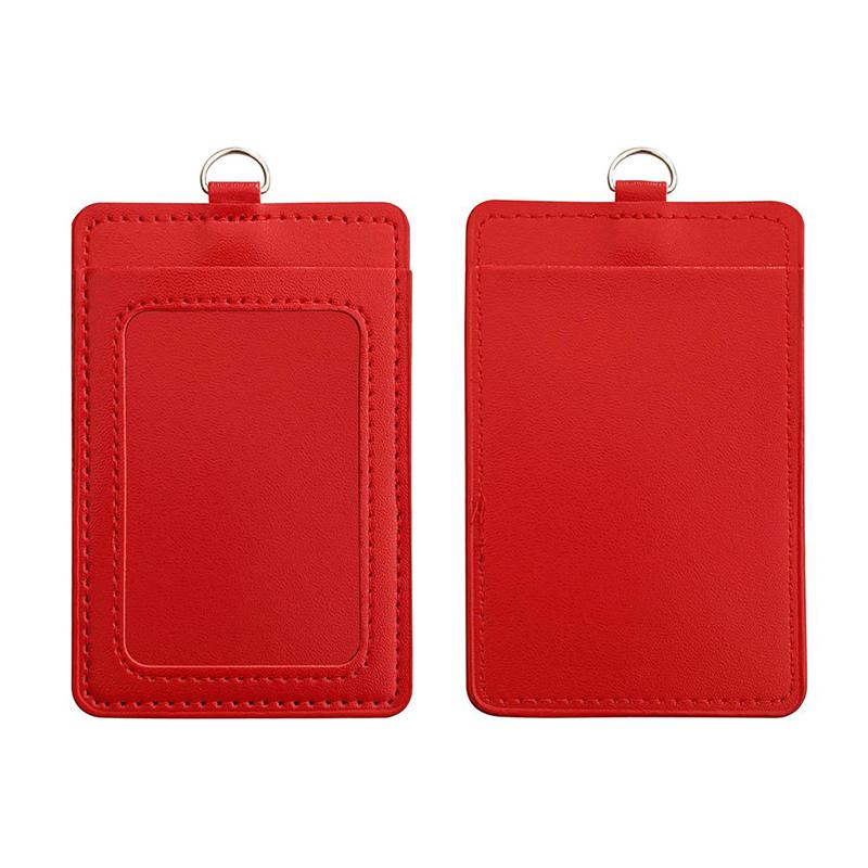 Premium PU Leather ID Card Holder Vertical - Red